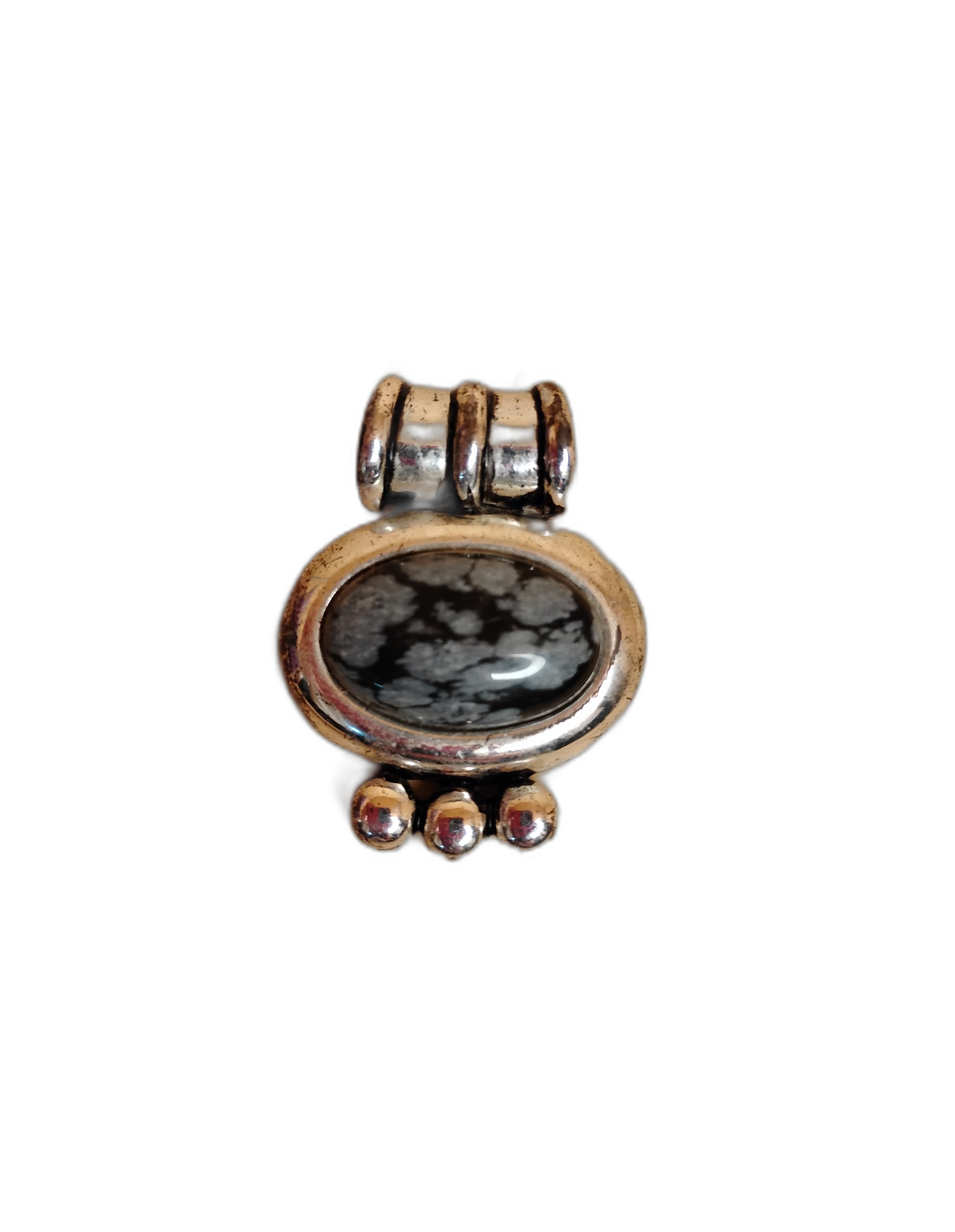 Vintage Silver Pendant with Black Stone